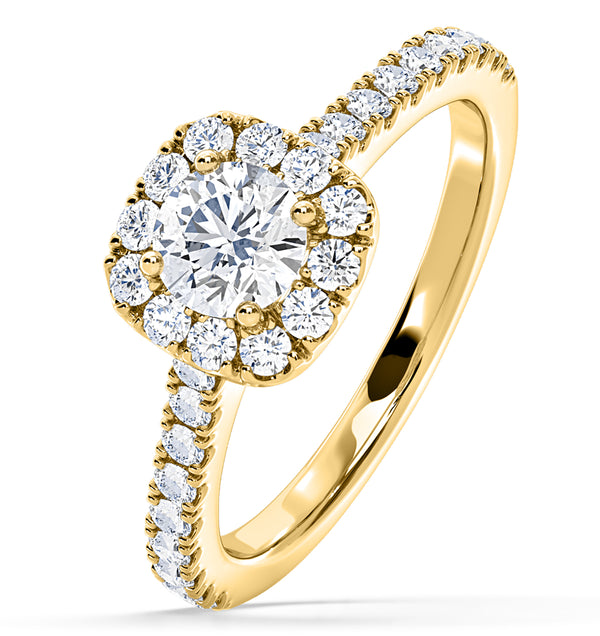 Elizabeth Diamond Halo Engagement Ring in 18K Gold 1.00ct G/SI2